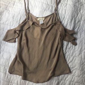 Champagne colors cami with flared off shoulder